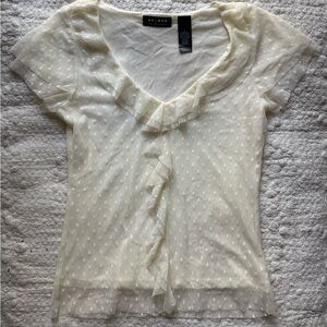 Liz Claiborne Axcess Cream Ruffle Top size M